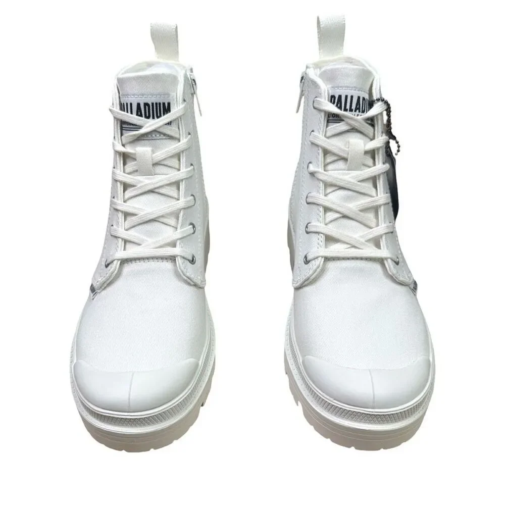 Palladium Pallabase Twill Round Toe Lace-Up Boots - Size 8 - Star White